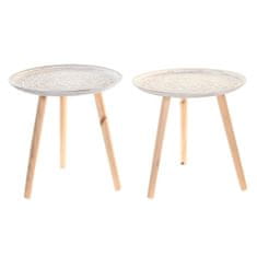 DKD Home Decor Stranska mizica DKD Home Decor Brown White Pinewood MDF Wood 44 x 44 x 43 cm (2 enoti)