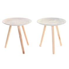 DKD Home Decor Stranska mizica DKD Home Decor Bež rjava bela borovničevina 40 x 40 x 41 cm MDF les (2 enoti)