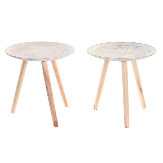 DKD Home Decor Stranska mizica DKD Home Decor Bež rjava bela borovničevina 40 x 40 x 41 cm MDF les (2 enoti)