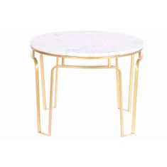 DKD Home Decor Stranska mizica DKD Home Decor 60 x 60 x 44,5 cm Zlata kovina Beli marmor
