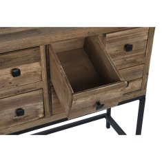 DKD Home Decor Konzola DKD Home Decor Črna temno rjava kovina Elov recikliran les 120 x 34,5 x 85 cm