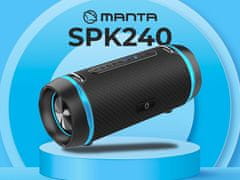 SPK240 prenosni zvočnik, Bluetooth, 60W RMS, TWS, baterija, LED osvetlitev, IPX5, USB/AUX, + pas