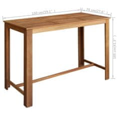 Vidaxl Barska miza iz trdnega akacijevega lesa 150x70x105 cm