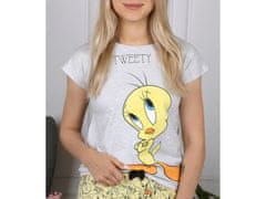 Looney Tunes Looney Tunes Tweety sivo-rumena dekliška pižama s kratkimi rokavi, poletne pižame 134cm