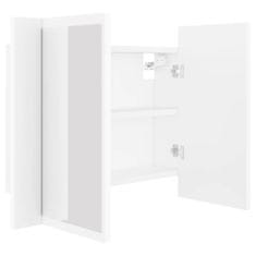 Vidaxl LED kopalniška omarica z ogledalom bela 60x12x45 cm akril