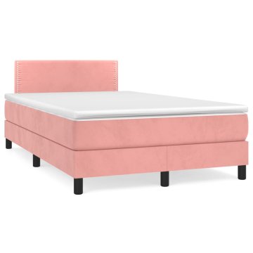 Vidaxl Box spring postelja z vzmetnico roza 120x200 cm žamet