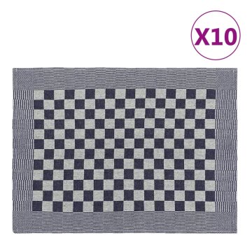 Vidaxl Kuhinjske krpe 10 kosov modre in bele 50x70 cm bombaž