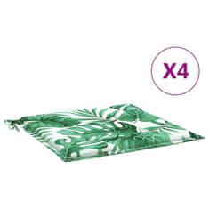 Vidaxl Blazine za stole 4 kosi vzorec listja 40x40x3 cm tkanina
