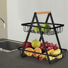 Korbi Dvonivojska Kovinska Črna Košara za Sadje/Veg.