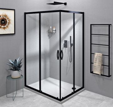 Gelco SIGMA SIMPLY BLACK Pravokotni Tuš Kabina 900x800 mm, Črno Steklo, Drsna Vrata