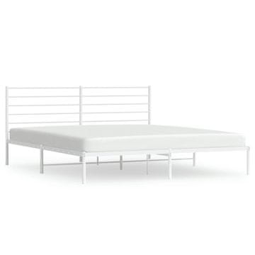 Vidaxl Kovinski posteljni okvir z vzglavjem bel 193x203 cm