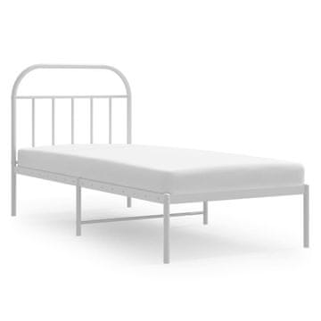 Vidaxl Kovinski posteljni okvir z vzglavjem bel 90x200 cm