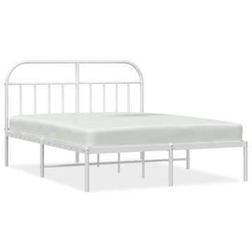 Vidaxl Kovinski posteljni okvir z vzglavjem bel 150x200 cm