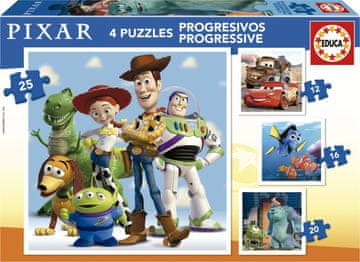 Educa Puzzle Disney Pixar 4v1 (12,16,20,25 kosov)