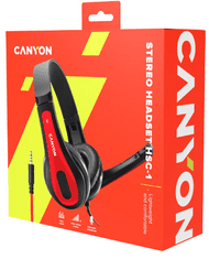 Canyon HSC-1 slušalke, z mikrofonom, 2m, rdeče (CNS-CHSC1BR)