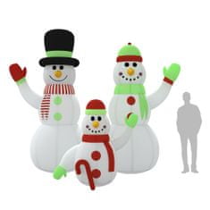 Vidaxl Napihljiva družina snežakov z LED lučkami 360 cm