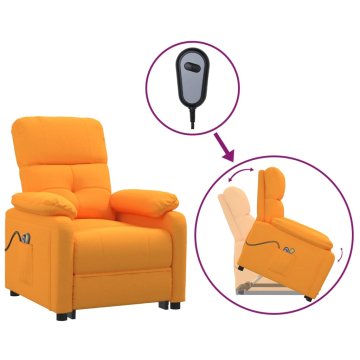 Vidaxl Masažni stol s funkcijo vstajanja temno rumeno blago