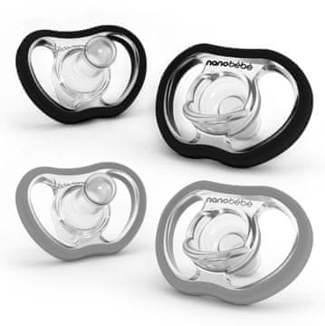 Nanobébé Active flexy duda (4m+) črna-siva 4-pack