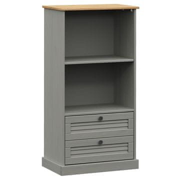 Vidaxl Knjižna omara VIGO siva 60x35x114,5 cm trdna borovina