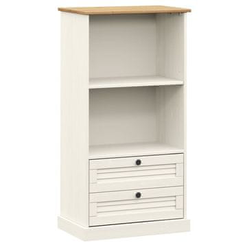 Vidaxl Knjižna omara VIGO bela 60x35x114,5 cm trdna borovina