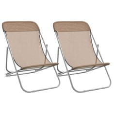 Vidaxl Zložljiv stol za plažo 2 kosa taupe textilene in jeklo