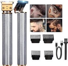 Verkgroup T9 akumulatorski brivnik in strižnik za lase in brado – prirezovalnik 1500mAh srebrn