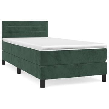 Vidaxl Box spring postelja z vzmetnico temno zelen 90x190 cm žamet