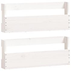 Vidaxl Stenski regal za čevlje 2 kosa bel 59x9x23 cm trdna borovina