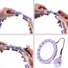 shumee HULA HOP KOMPLET OHA02 VIJOLET Z ŠTREKLAMI IN UTEŽI ONE FITNESS + PAS BR160