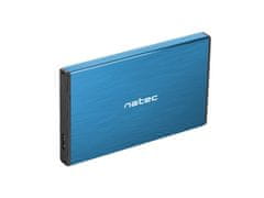 Natec Zunanji HDD box 2,5" USB 3.0 Rhino Go, modra barva, aluminijasto ohišje