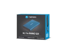 Natec Zunanji HDD box 2,5" USB 3.0 Rhino Go, modra barva, aluminijasto ohišje