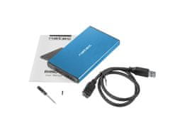 Natec Zunanji HDD box 2,5" USB 3.0 Rhino Go, modra barva, aluminijasto ohišje