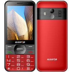 Aligator Mobilni telefon za starejše Aligator A900 Senior + stojalo za polnjenje - rdeče