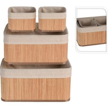 EXCELLENT Košare za shranjevanje Excellent KO-HX9100600 komplet 4 bambus / tekstil naravni