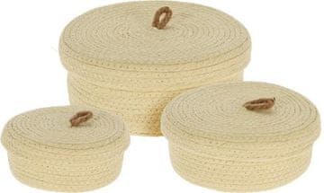 HOMESTYLING Komplet košar za shranjevanje KO-KR2002870 s pokrovčkom 3 kosi kreme