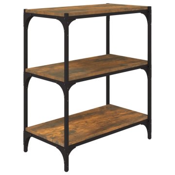 Vidaxl Knjižna omara dimljen hrast 60x33x70,5 cm inž. les in jeklo