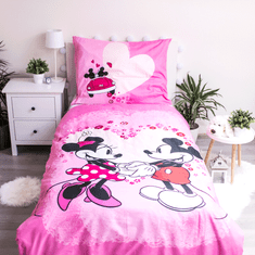 Ljubki dom Otroška posteljnina iz mikrovlaken MICKEY IN MINNIE LOVE, roza Dimenzije posteljnine: 70 x 90 cm | 140 x 200 cm