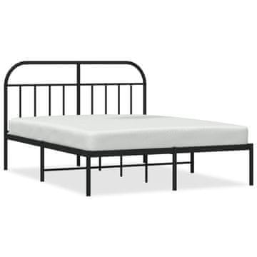 Vidaxl Kovinski posteljni okvir z vzglavjem črn 150x200 cm