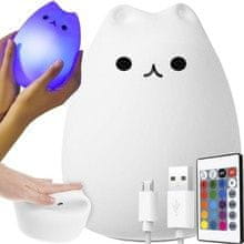 Izoxis Nočna RGB svetilka na dotik Maček USB 1200mAh z daljinskim upravljalnikom ISO 15142