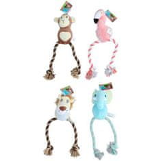 PET Toys plišasta vrv igrača za pse, opica/lev/slon/flamingo, 42 cm