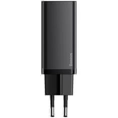 BASEUS GaN2 Lite Quick polnilec, USB-A+USB-C, 65W, črn (CCGAN2L-B01)