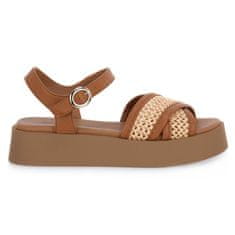 Frau Sandali rjava 36 EU Rafia Macrame Ecru