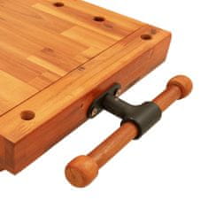 Vidaxl Delovna mizna plošča s primežem 52x44x9,5 cm trden akacijev les