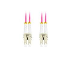 Lanberg optični povezovalni kabel MM LC/UPC-LC/UPC duplex 1m LSZH OM4 50/125, premer 3mm, barva magenta