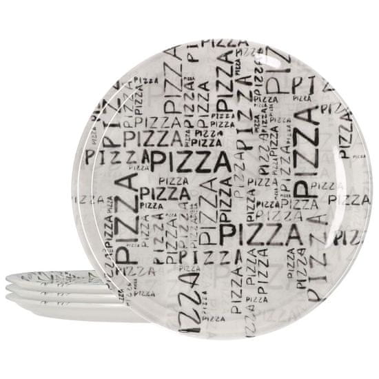 Saturnia Napoli pizza krožnik, 6 kosov, črn potisk, 31 cm