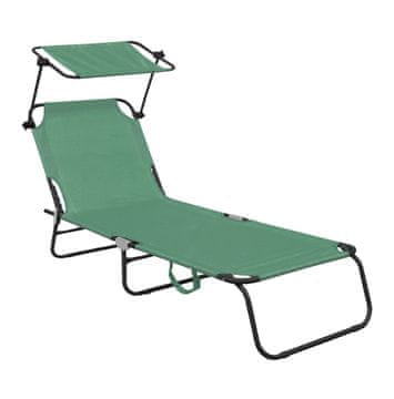Aga Vrtni nastavljiv ležalnik s streho Svetlo zelena