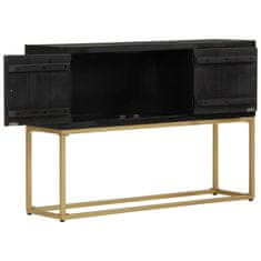 Vidaxl Komoda črna in zlata 110x30x75 cm trden mangov les