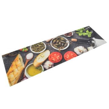 Vidaxl vidaXL Kuhinjska preproga, vzorec vina in prigrizkov, 45x150 cm, žamet