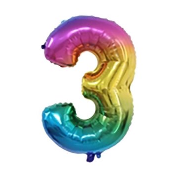 Toro BALON ŠTEVILKA 3, 33X19CM, MAVRIČNA FOLIJA