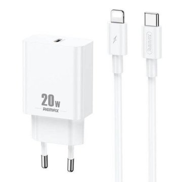 REMAX omrežni polnilec, rp-u5, usb-c, 20w (bela) + kabel lightning